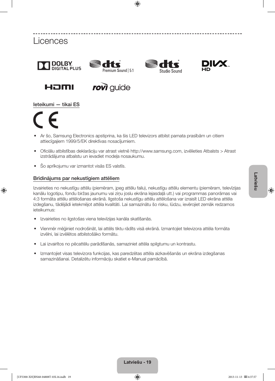 Licences | Samsung UE40F5300AW User Manual | Page 253 / 289