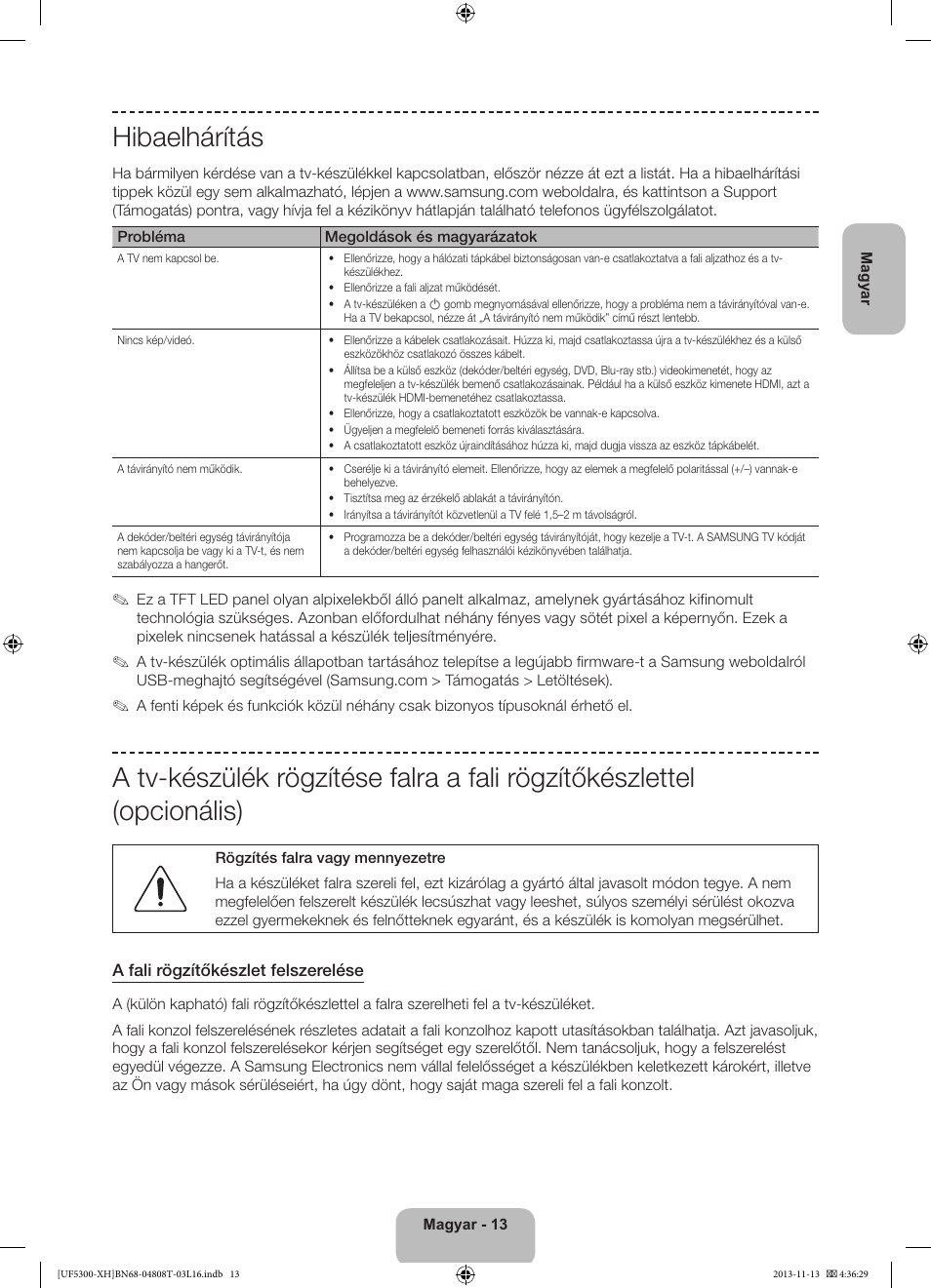 Hibaelhárítás | Samsung UE40F5300AW User Manual | Page 31 / 289