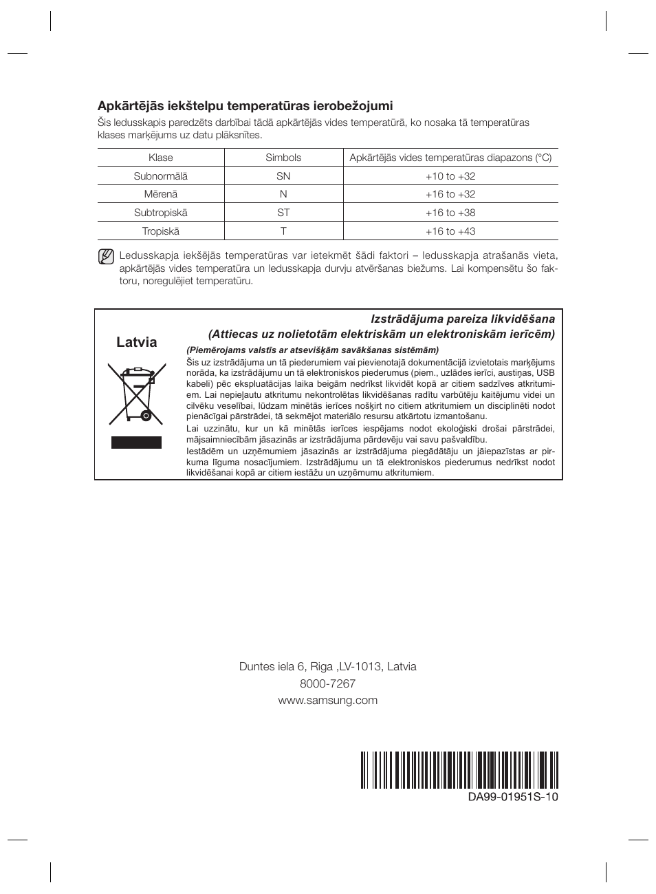 Latvia | Samsung RZ80EEIS User Manual | Page 180 / 180