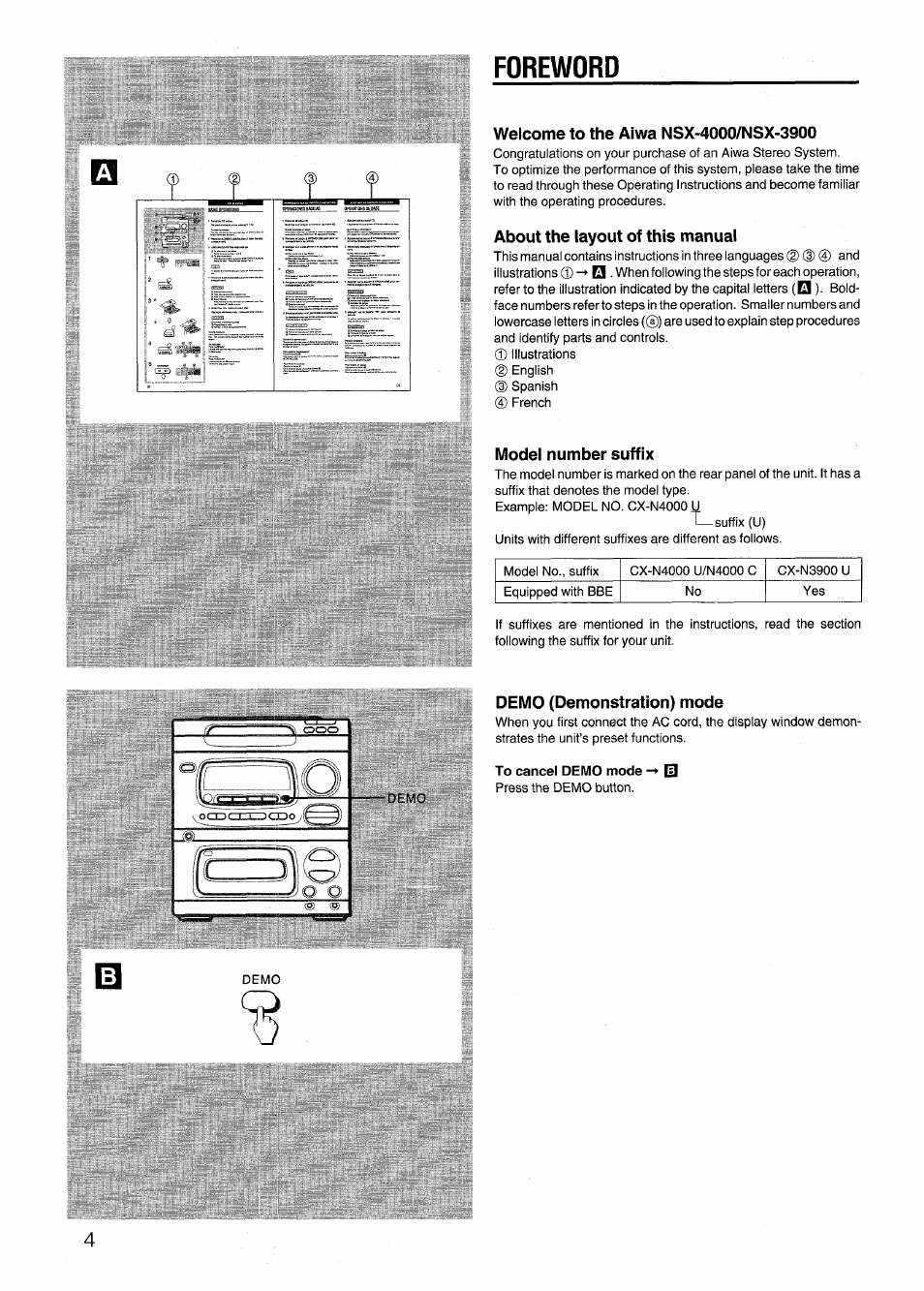 Foreword | Aiwa CX-N4000 U User Manual | Page 4 / 84