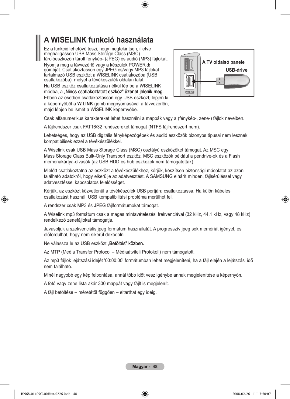 A wiselink funkció használata | Samsung LE52A559P4F User Manual | Page 120 / 632