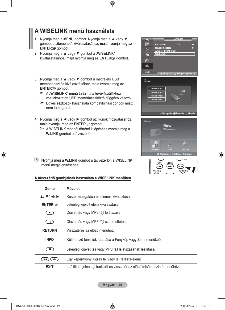 A wiselink menü használata | Samsung LE52A559P4F User Manual | Page 121 / 632