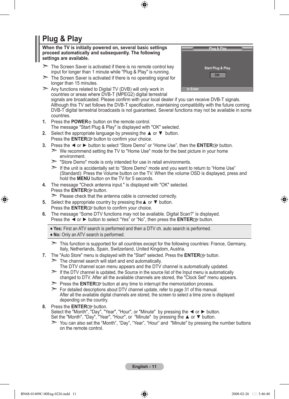 Plug & play | Samsung LE52A559P4F User Manual | Page 13 / 632