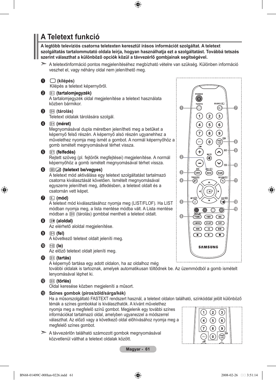A teletext funkció | Samsung LE52A559P4F User Manual | Page 133 / 632
