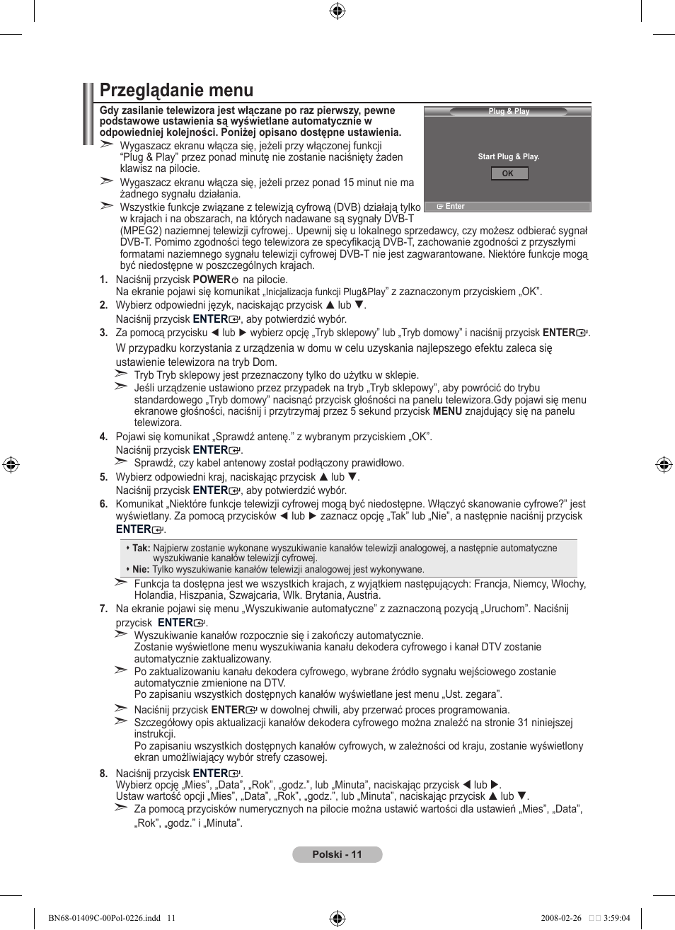 Przeglądanie menu | Samsung LE52A559P4F User Manual | Page 153 / 632
