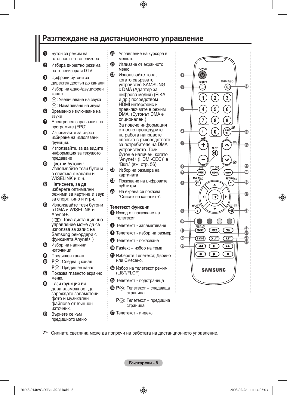 Разглеждане на дистанционното управление | Samsung LE52A559P4F User Manual | Page 290 / 632
