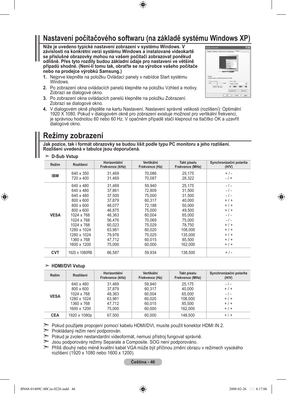 Režimy zobrazení | Samsung LE52A559P4F User Manual | Page 468 / 632