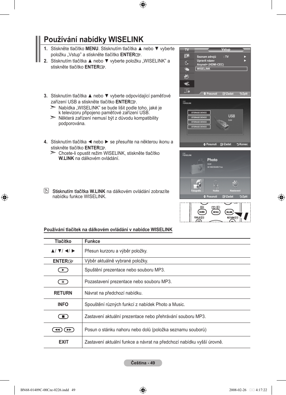 Používání nabídky wiselink | Samsung LE52A559P4F User Manual | Page 471 / 632