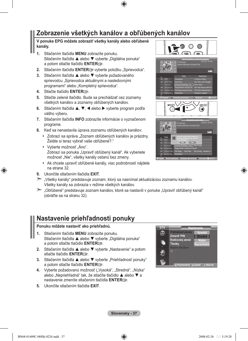 Zobrazenie všetkých kanálov a obľúbených kanálov, Nastavenie priehľadnosti ponuky | Samsung LE52A559P4F User Manual | Page 529 / 632