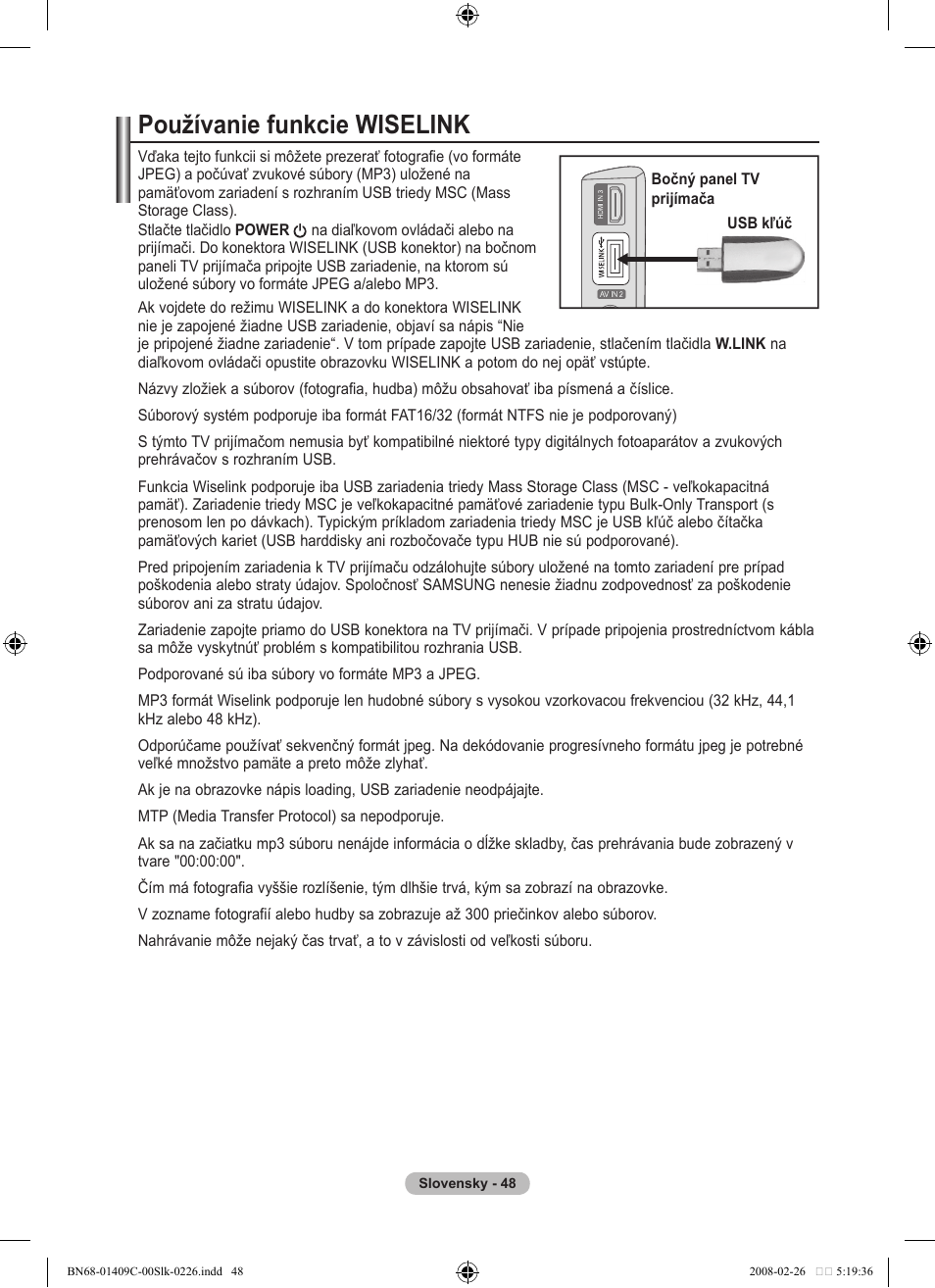 Používanie funkcie wiselink | Samsung LE52A559P4F User Manual | Page 540 / 632