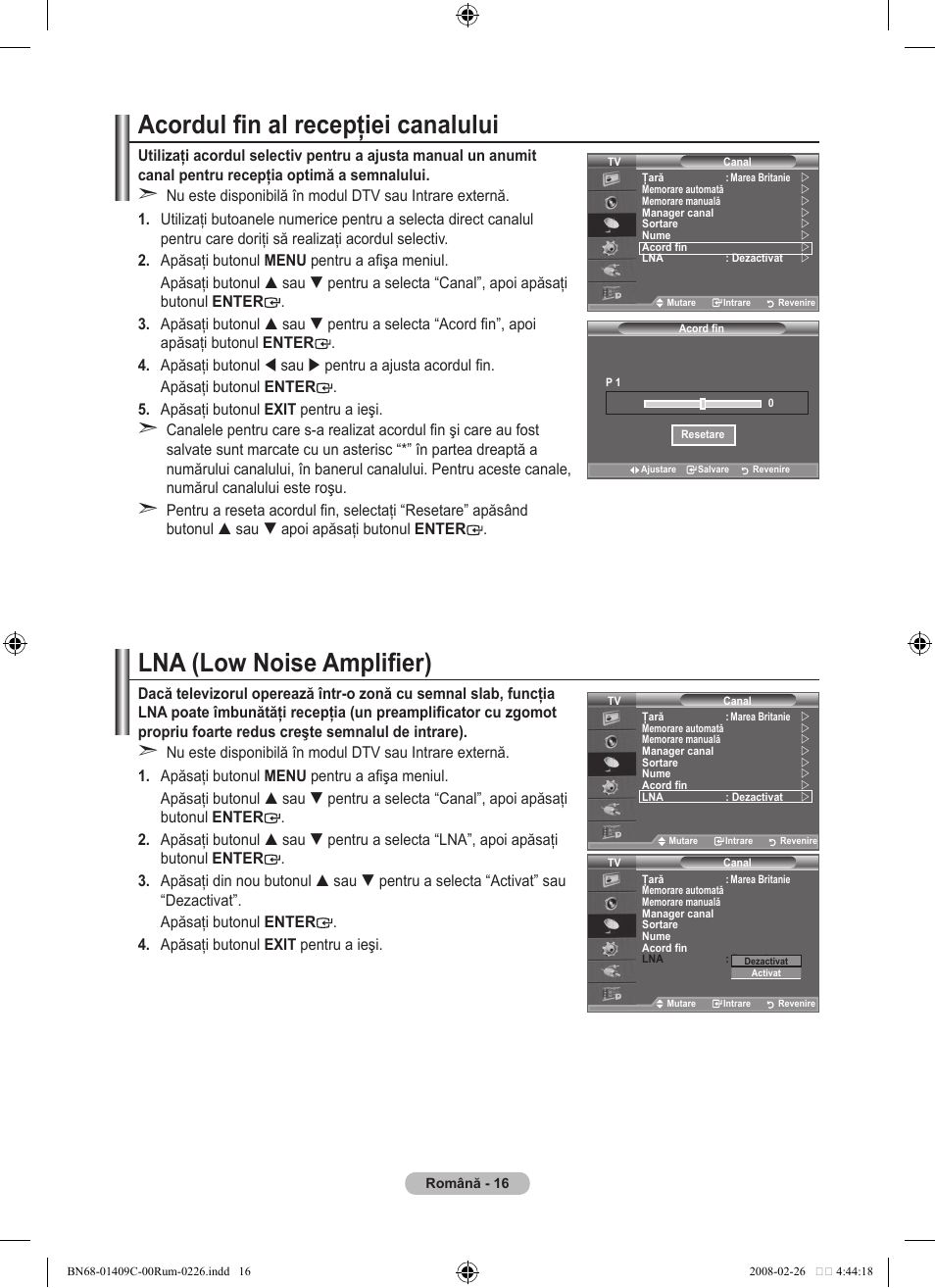 Acordul fin al recepţiei canalului, Lna (low noise amplifier) | Samsung LE52A559P4F User Manual | Page 578 / 632