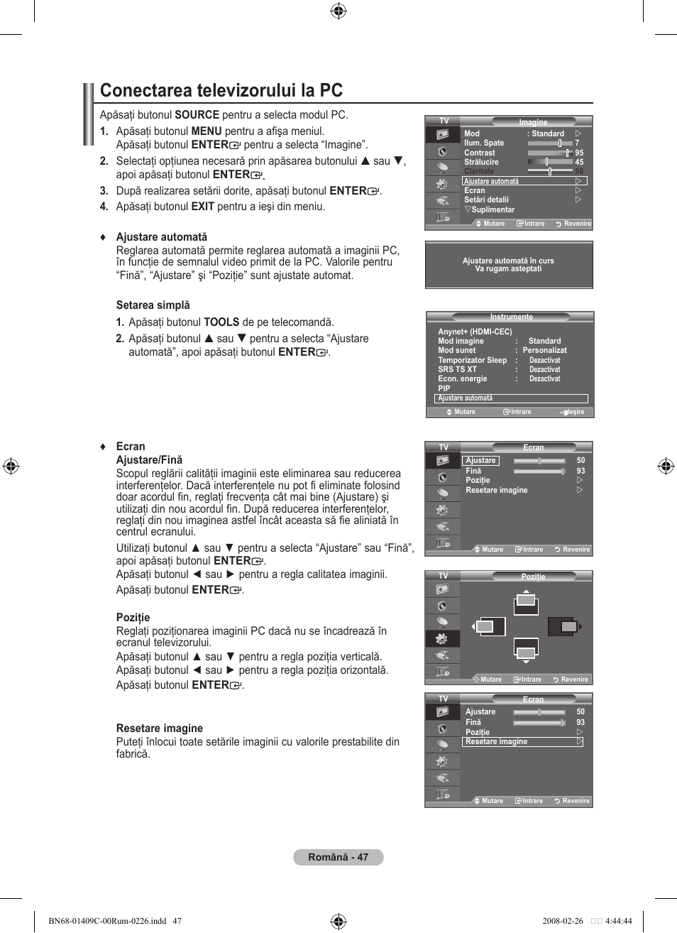 Conectarea televizorului la pc | Samsung LE52A559P4F User Manual | Page 609 / 632