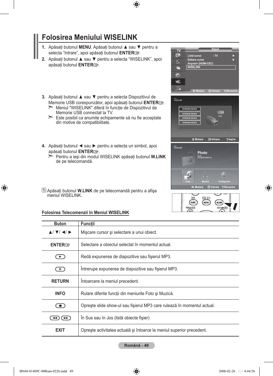 Folosirea meniului wiselink | Samsung LE52A559P4F User Manual | Page 611 / 632