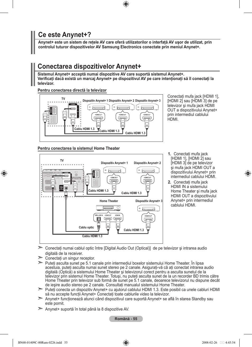 Conectarea dispozitivelor anynet, Ce este anynet | Samsung LE52A559P4F User Manual | Page 617 / 632