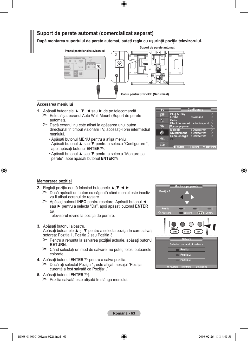 Suport de perete automat (comercializat separat) | Samsung LE52A559P4F User Manual | Page 625 / 632