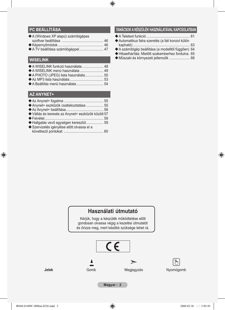 Használati útmutató | Samsung LE52A559P4F User Manual | Page 74 / 632