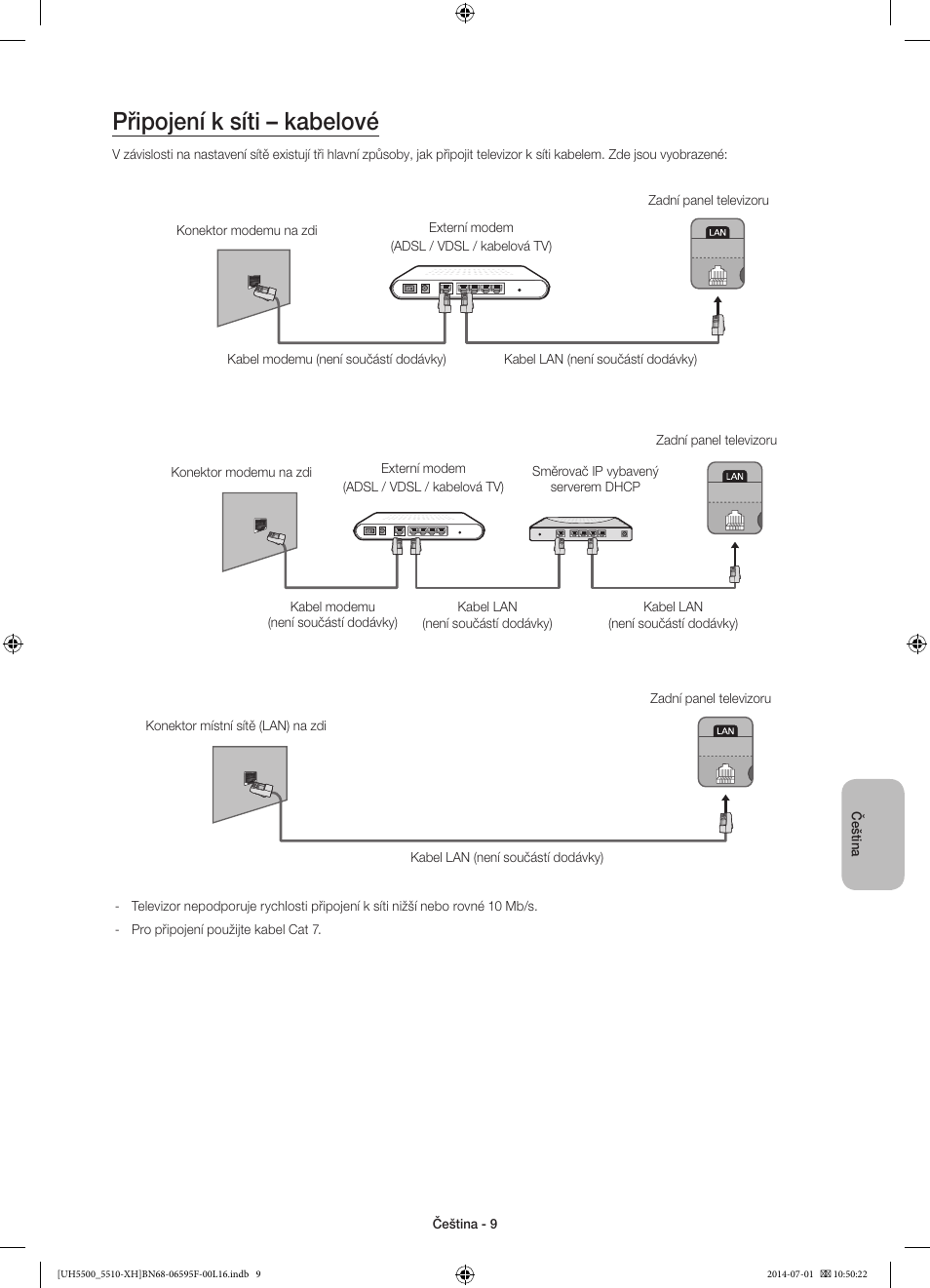 Připojení k síti – kabelové | Samsung UE40H5500AW User Manual | Page 129 / 321