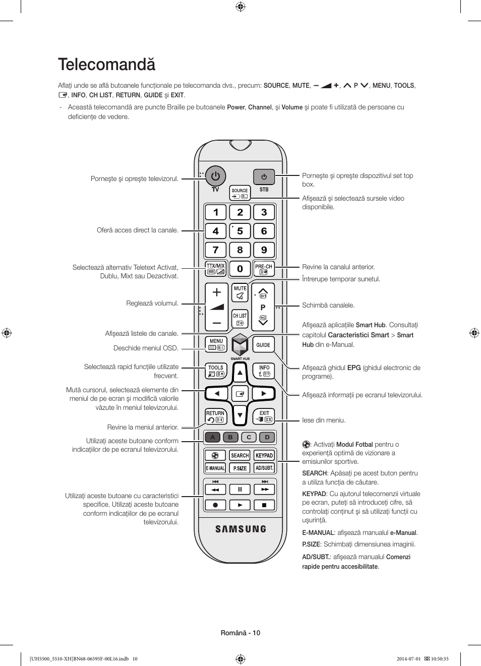 Telecomandă | Samsung UE40H5500AW User Manual | Page 170 / 321