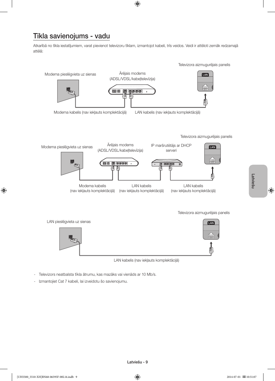 Tīkla savienojums - vadu | Samsung UE40H5500AW User Manual | Page 269 / 321