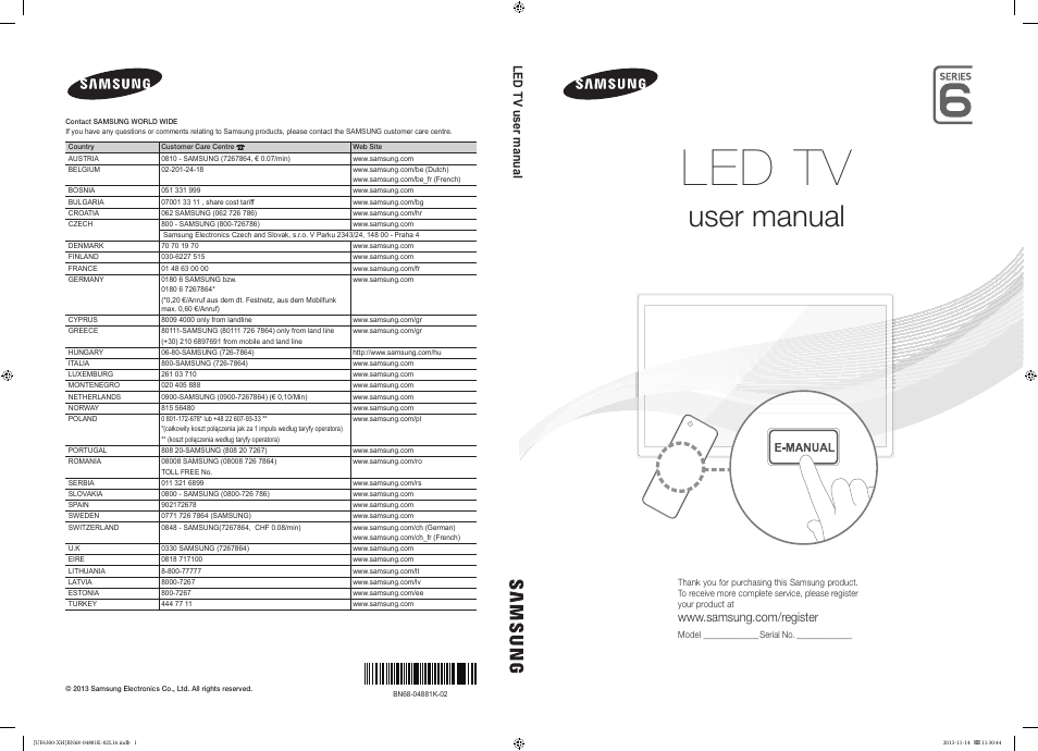 Samsung UE60F6300AW User Manual | 289 pages