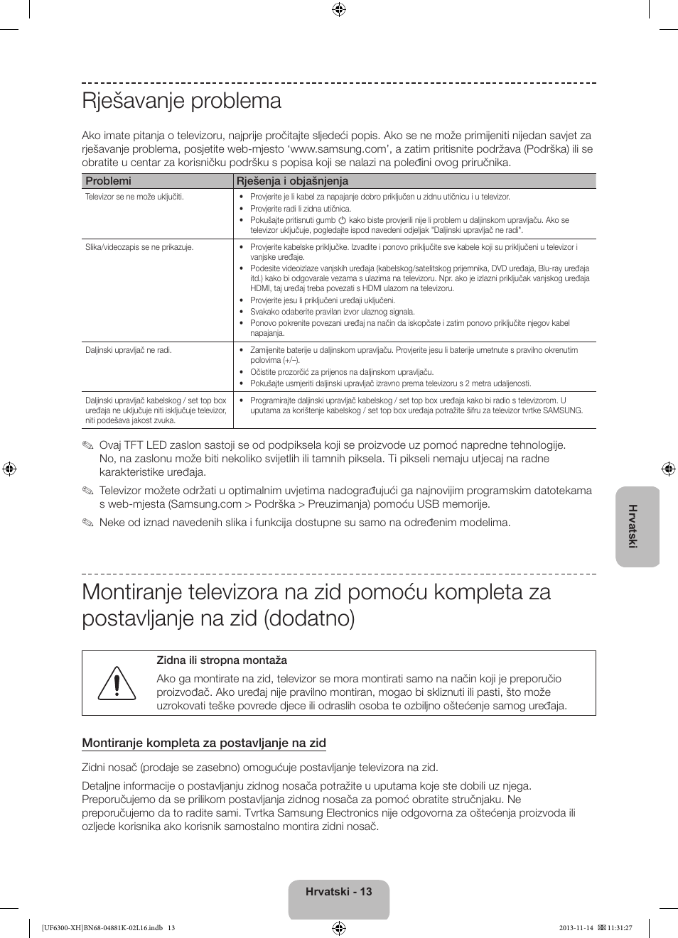 Rješavanje problema | Samsung UE60F6300AW User Manual | Page 103 / 289