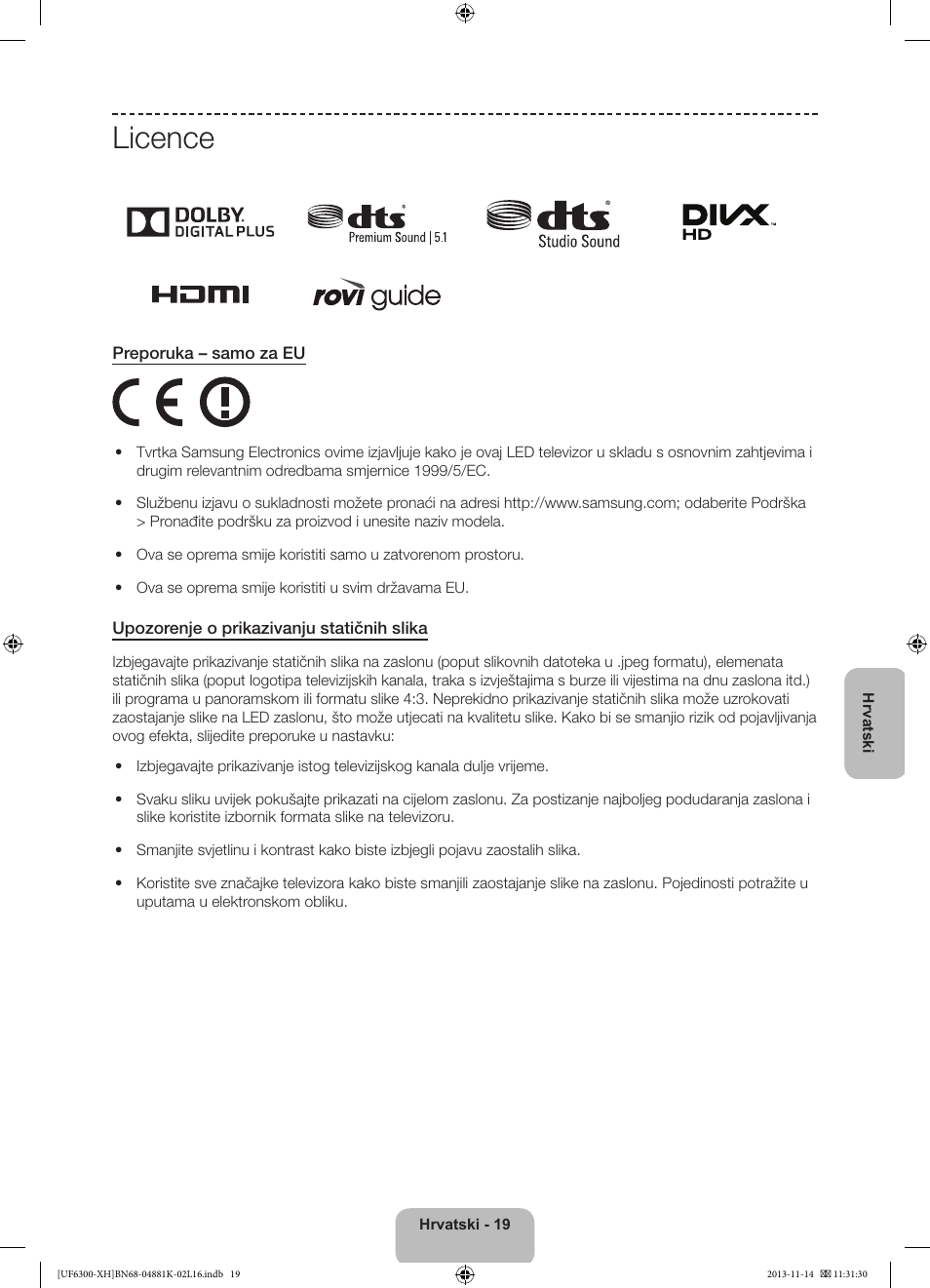 Licence | Samsung UE60F6300AW User Manual | Page 109 / 289
