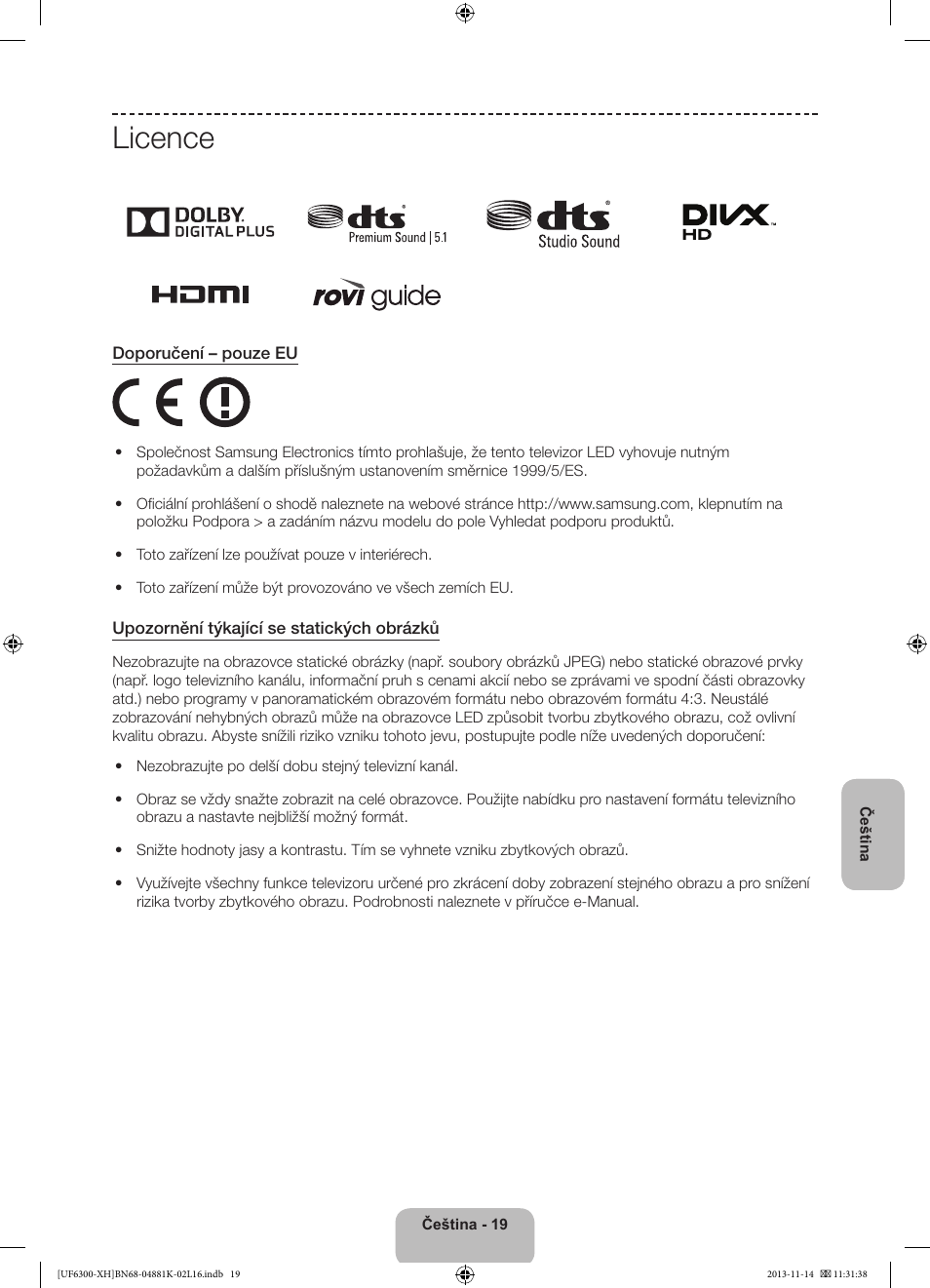 Licence | Samsung UE60F6300AW User Manual | Page 127 / 289