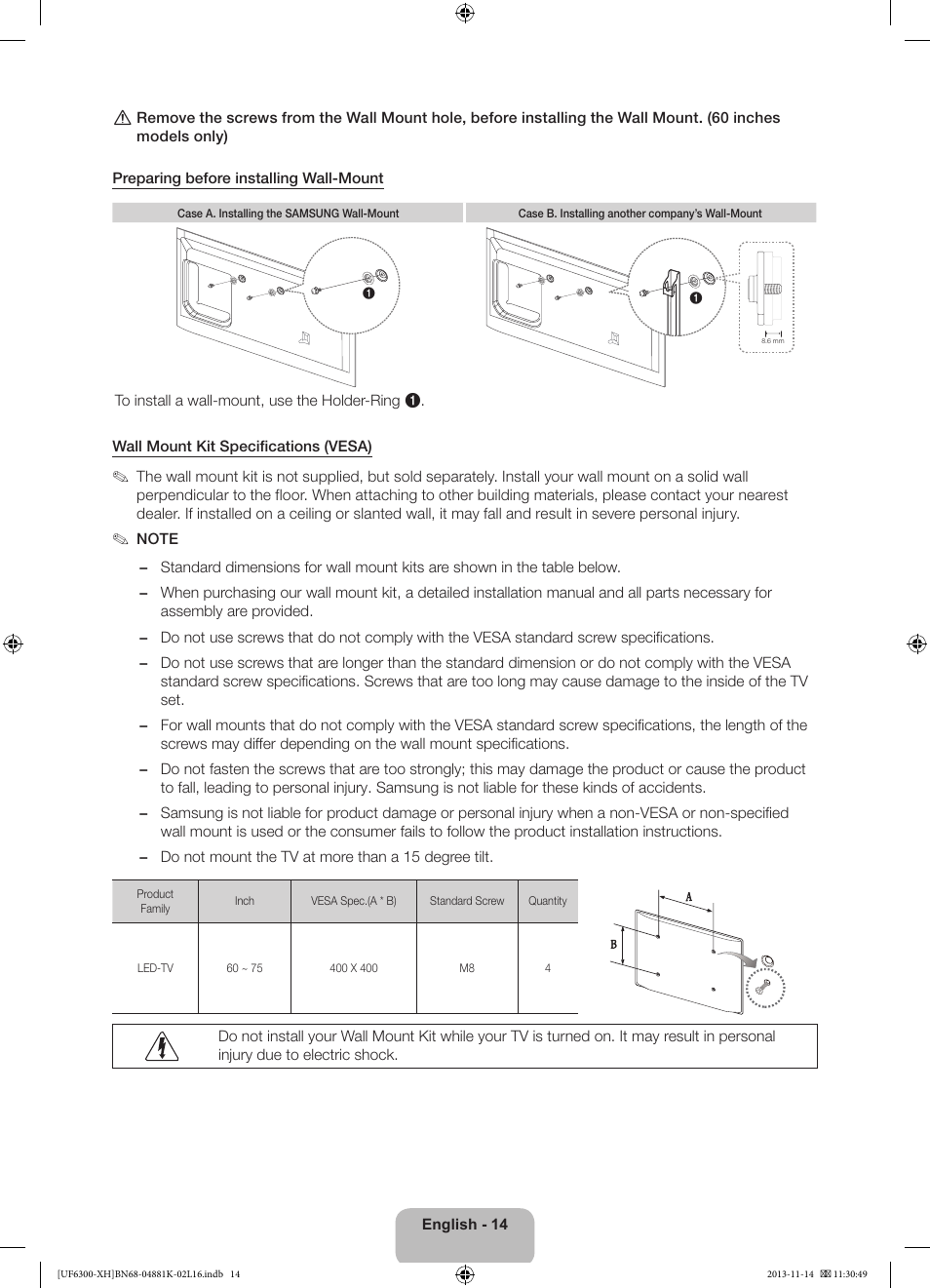 Samsung UE60F6300AW User Manual | Page 14 / 289