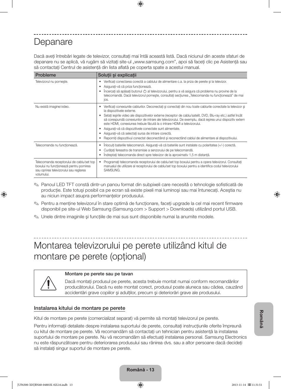Depanare | Samsung UE60F6300AW User Manual | Page 157 / 289