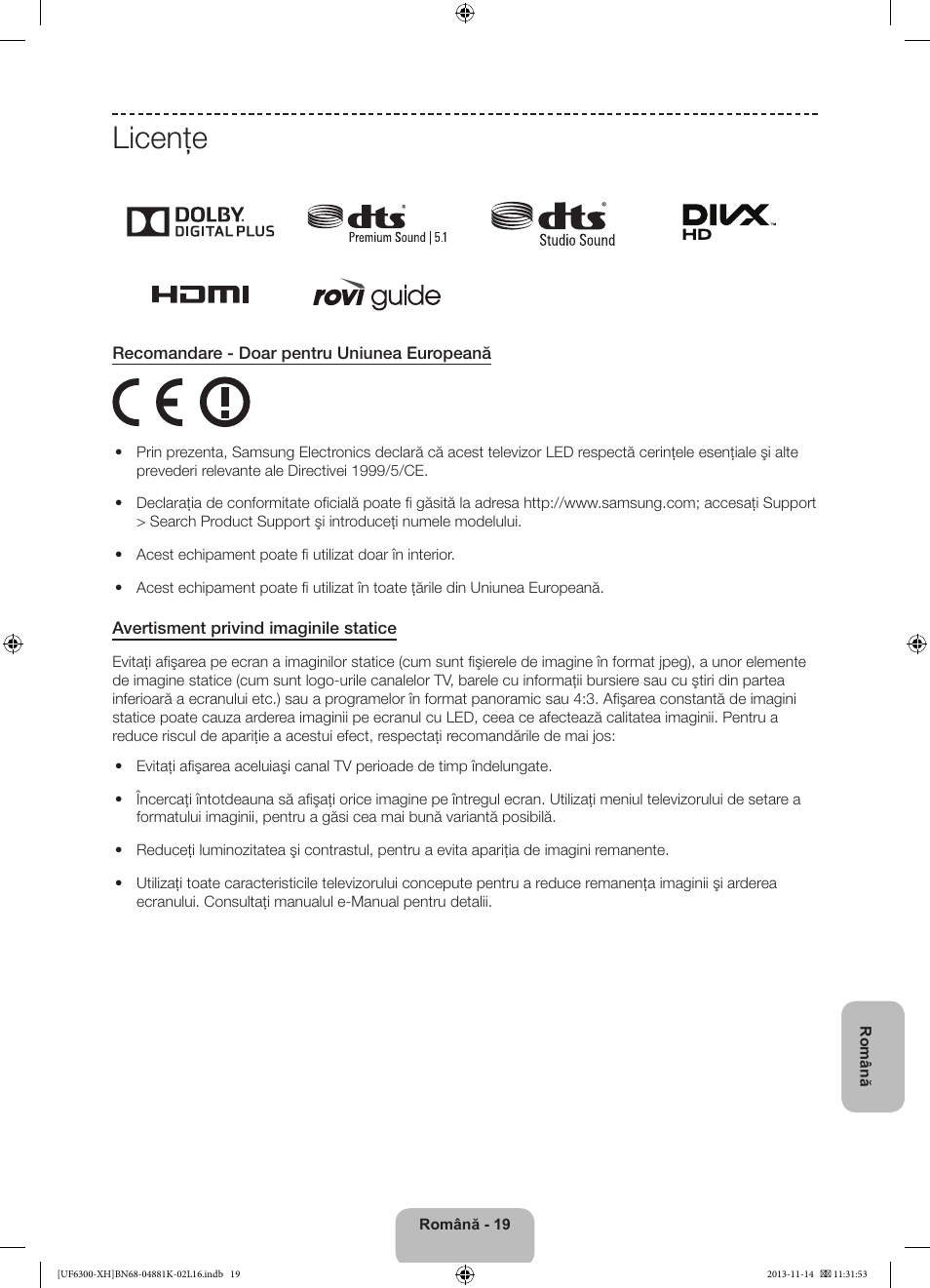 Licenţe | Samsung UE60F6300AW User Manual | Page 163 / 289