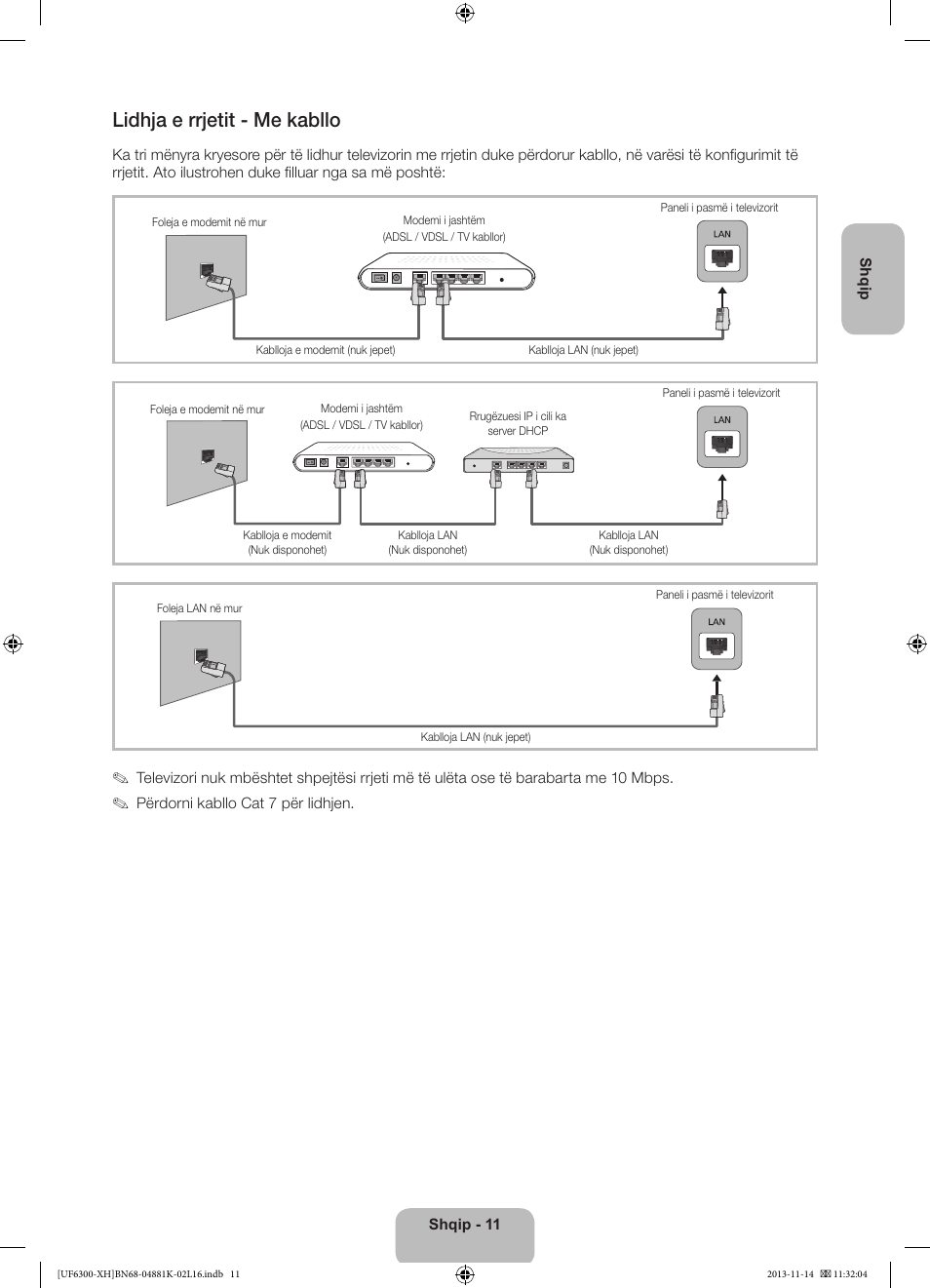 Lidhja e rrjetit - me kabllo | Samsung UE60F6300AW User Manual | Page 191 / 289