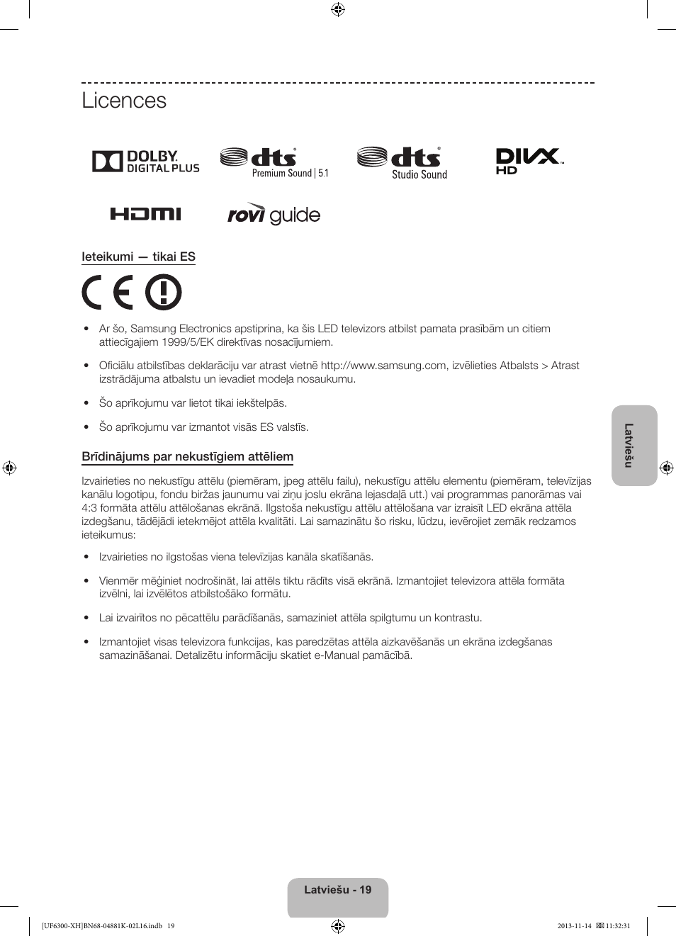 Licences | Samsung UE60F6300AW User Manual | Page 253 / 289