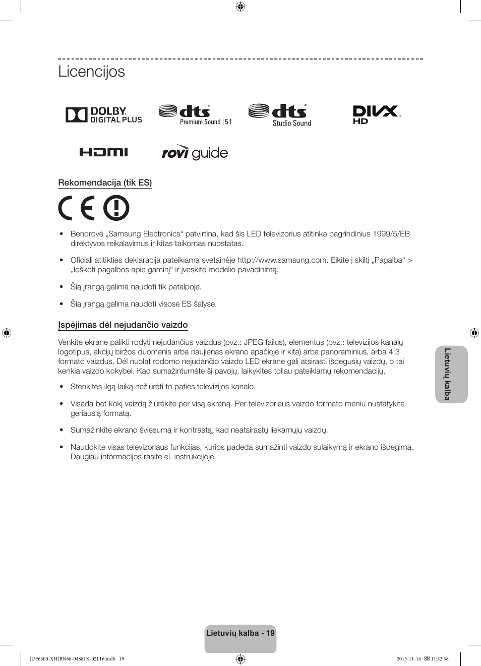 Licencijos | Samsung UE60F6300AW User Manual | Page 271 / 289