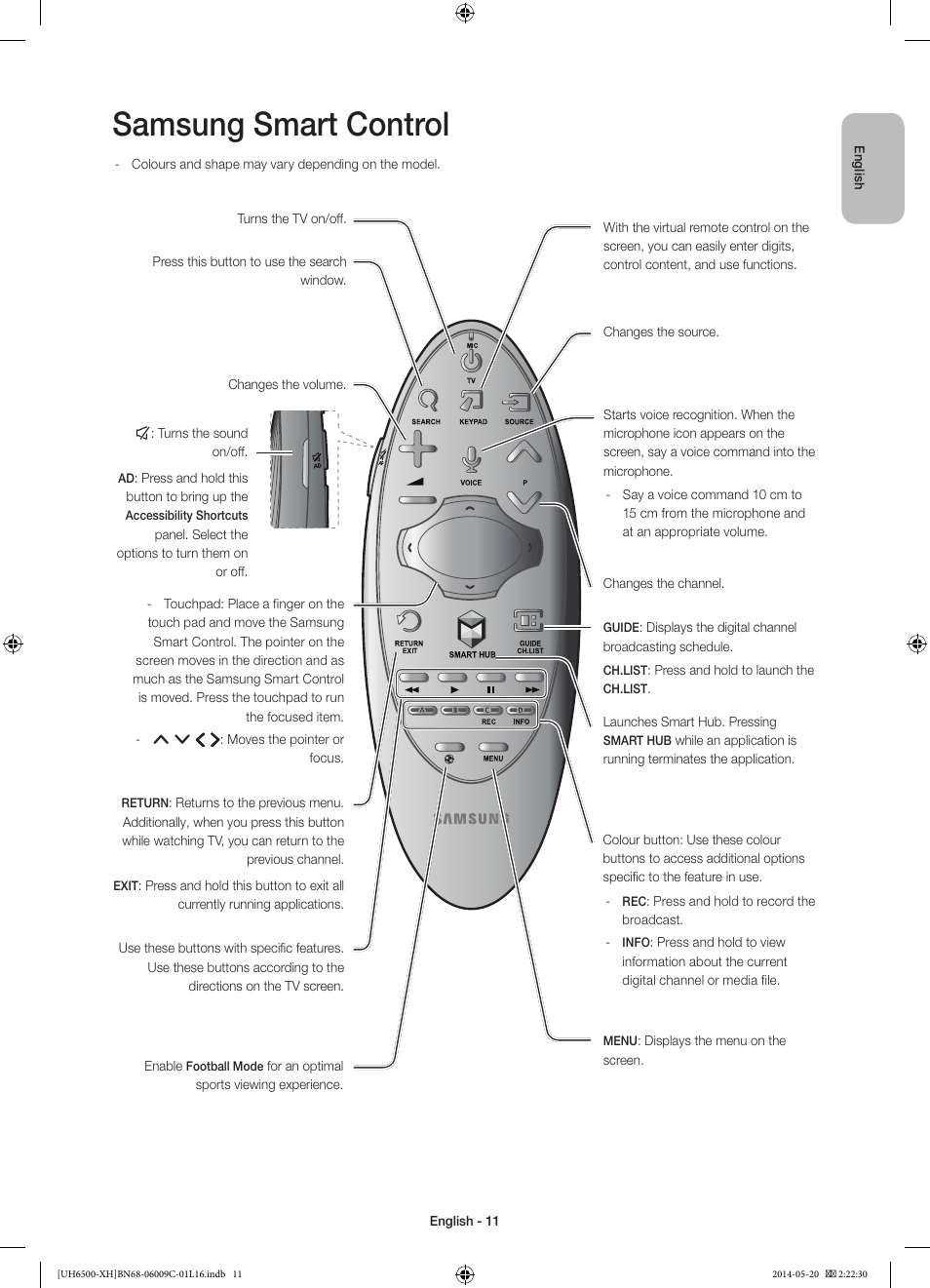 Samsung smart control | Samsung UE40H6640SL User Manual | Page 11 / 353