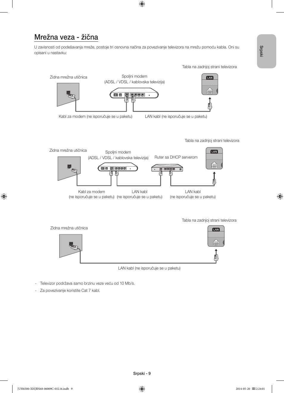 Mrežna veza - žična | Samsung UE40H6640SL User Manual | Page 207 / 353