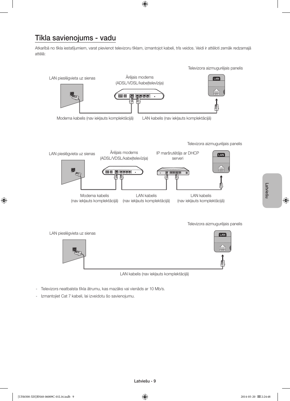 Tīkla savienojums - vadu | Samsung UE40H6640SL User Manual | Page 295 / 353