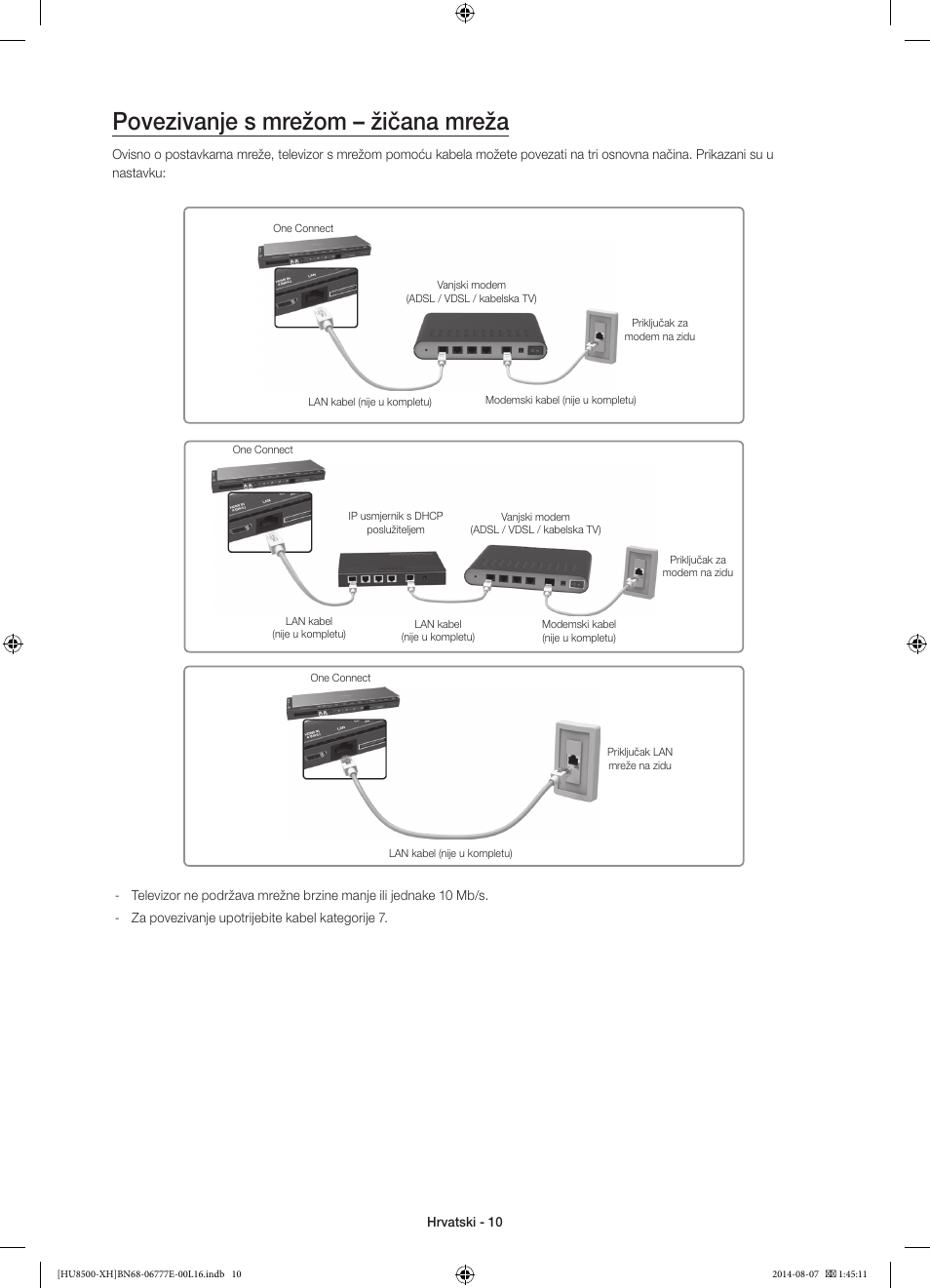 Povezivanje s mrežom – žičana mreža | Samsung UE65HU8500L User Manual | Page 130 / 386