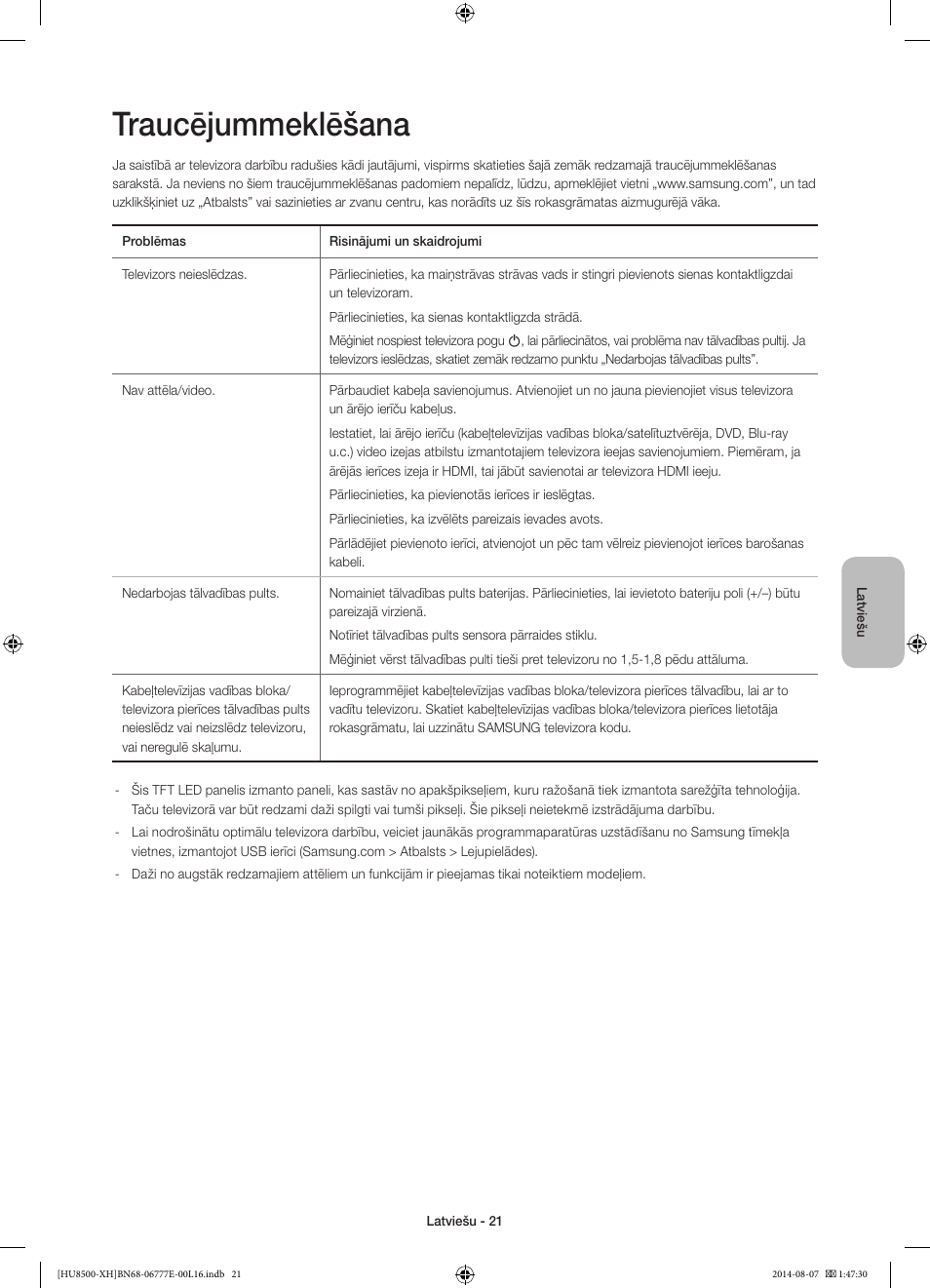 Traucējummeklēšana | Samsung UE65HU8500L User Manual | Page 333 / 386