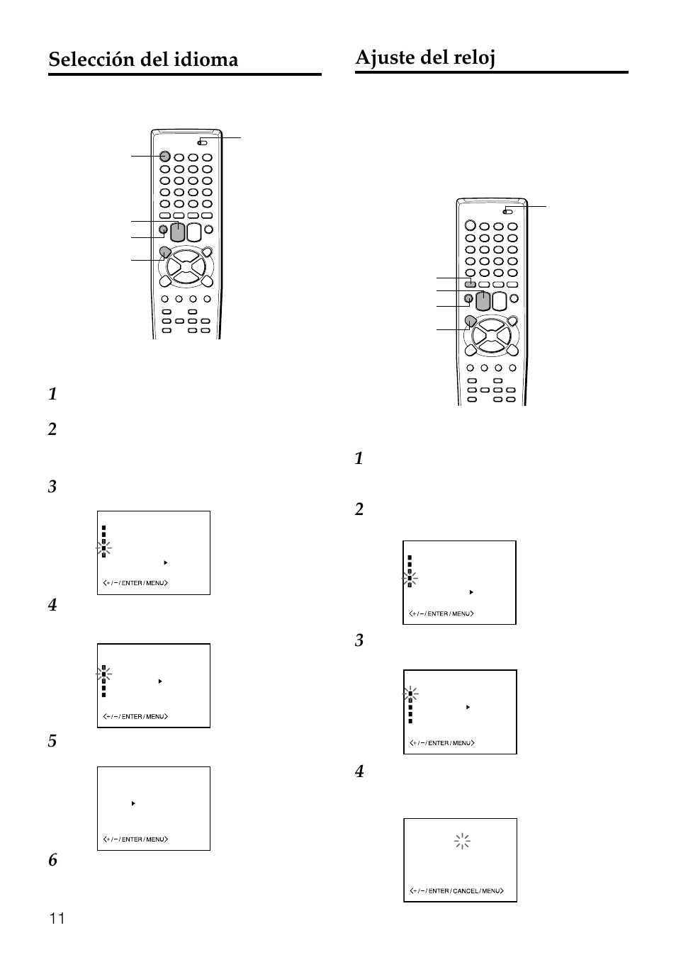 Selección del idioma, Ajuste del reloj | Aiwa HV-FX8100U User Manual | Page 57 / 116