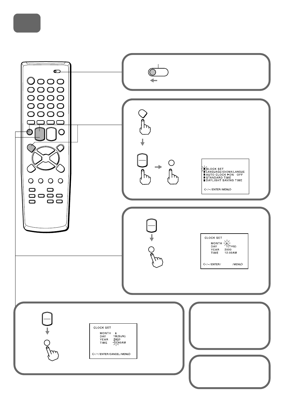 Setting the clock | Aiwa HV-FX8100U User Manual | Page 6 / 116