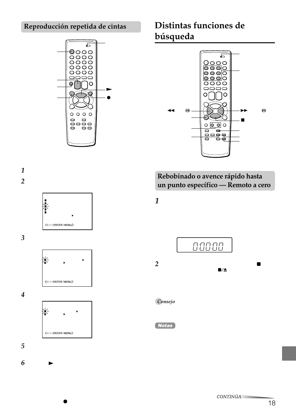 Distintas funciones de búsqueda, Reproducción repetida de cintas, Para cancelar la reproducción repetida | Aiwa HV-FX8100U User Manual | Page 64 / 116
