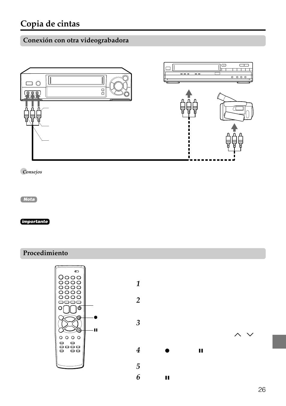 Copia de cintas, Conexión con otra videograbadora, Procedimiento | Aiwa HV-FX8100U User Manual | Page 72 / 116