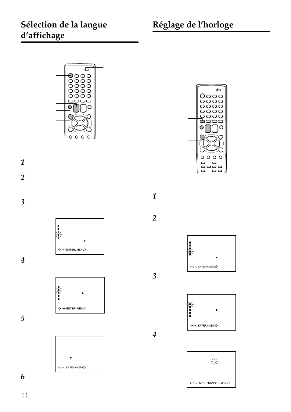 Sélection de la langue d’affichage, Réglage de l’horloge | Aiwa HV-FX8100U User Manual | Page 95 / 116