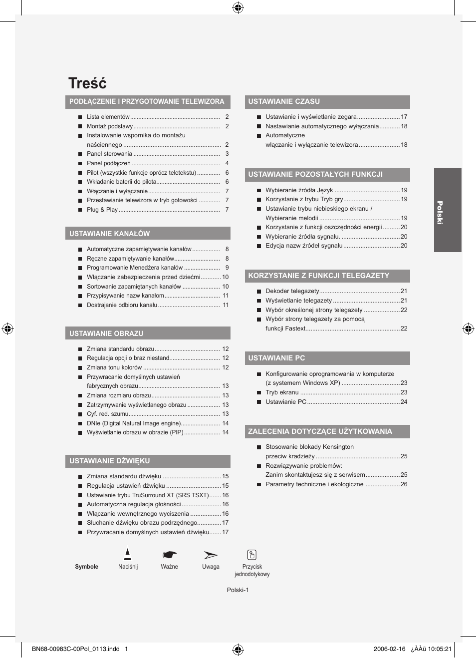 Treść | Samsung LE26R71B User Manual | Page 55 / 211