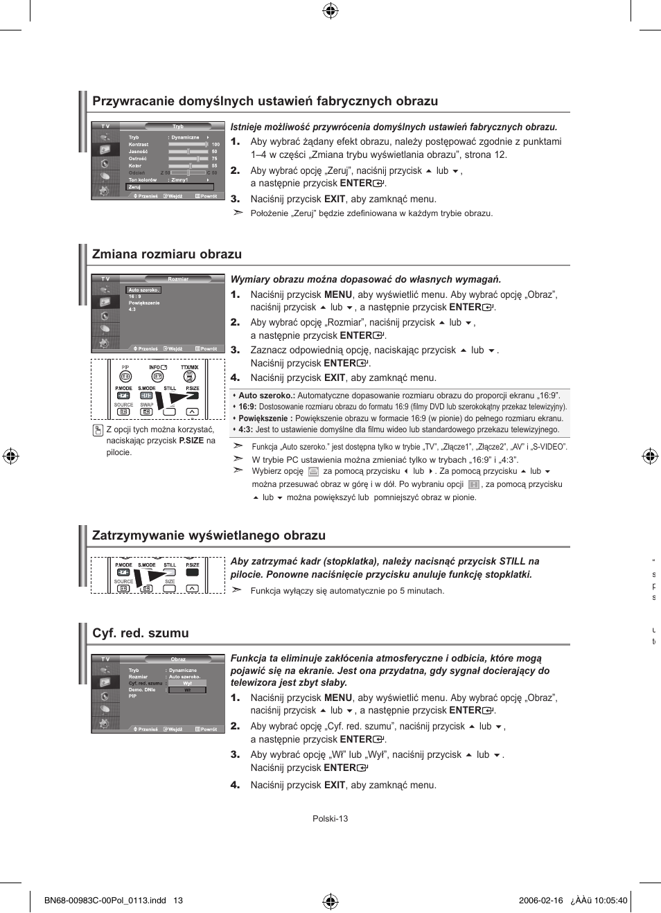 Cyf. red. szumu | Samsung LE26R71B User Manual | Page 67 / 211