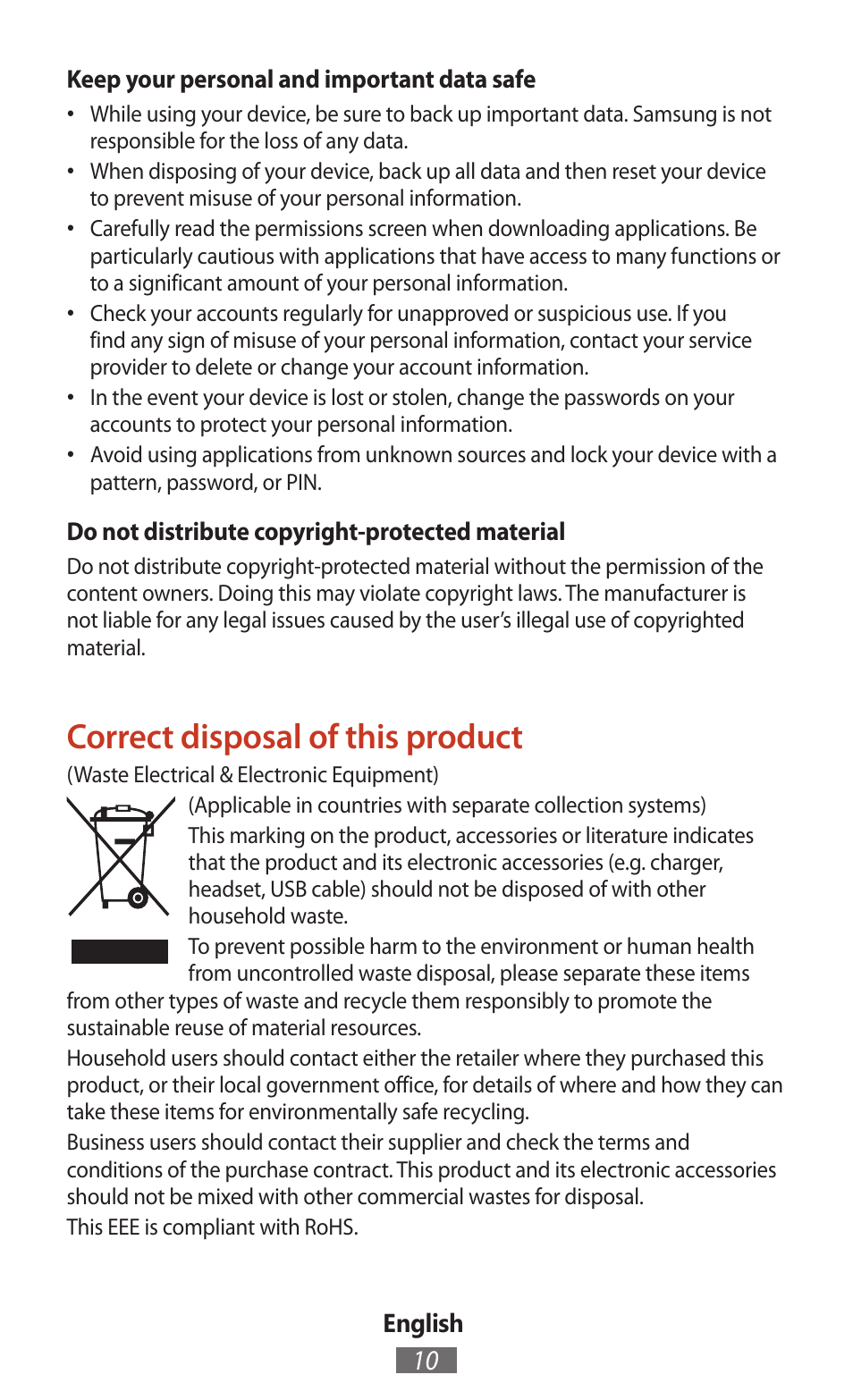 Correct disposal of this product | Samsung SM-T211 User Manual | Page 11 / 476