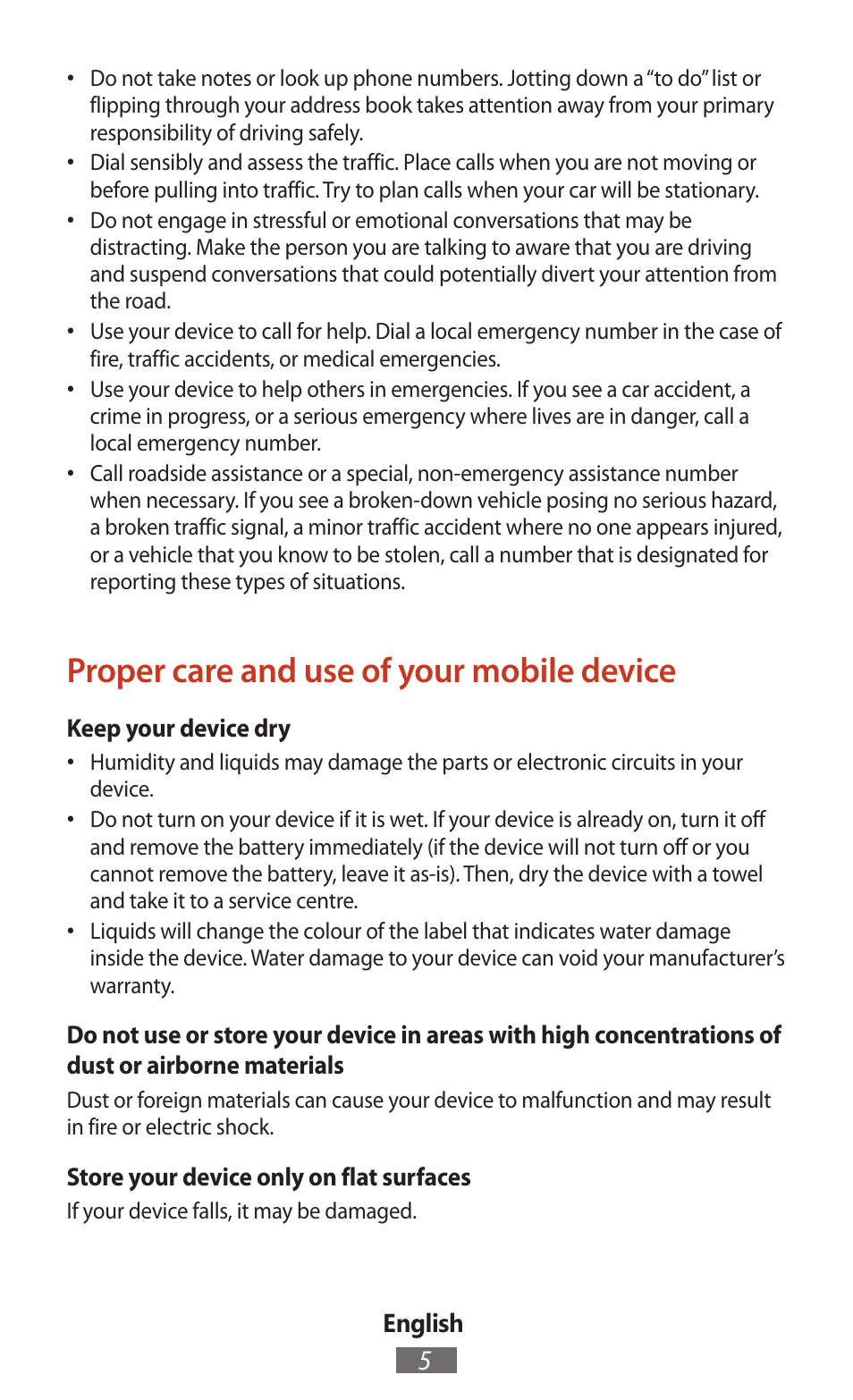 Proper care and use of your mobile device | Samsung SM-T211 User Manual | Page 6 / 476