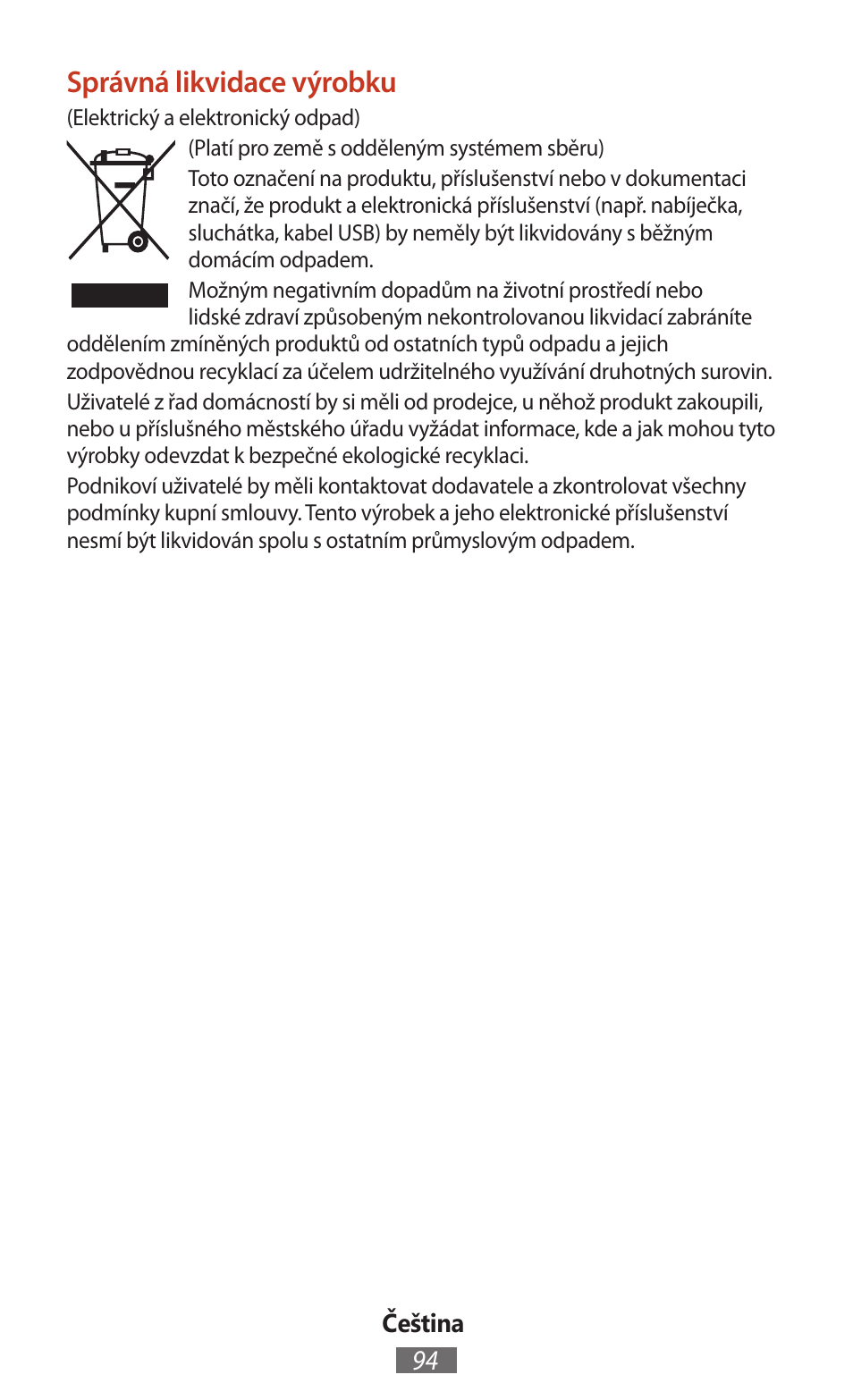 Správná likvidace výrobku | Samsung SM-T211 User Manual | Page 95 / 476