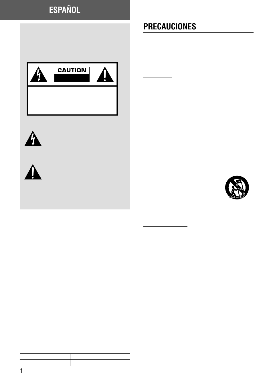 Español, Precauciones, Instalación | Energía eléctrica, Advertencia | Aiwa AV-D77 User Manual | Page 33 / 80