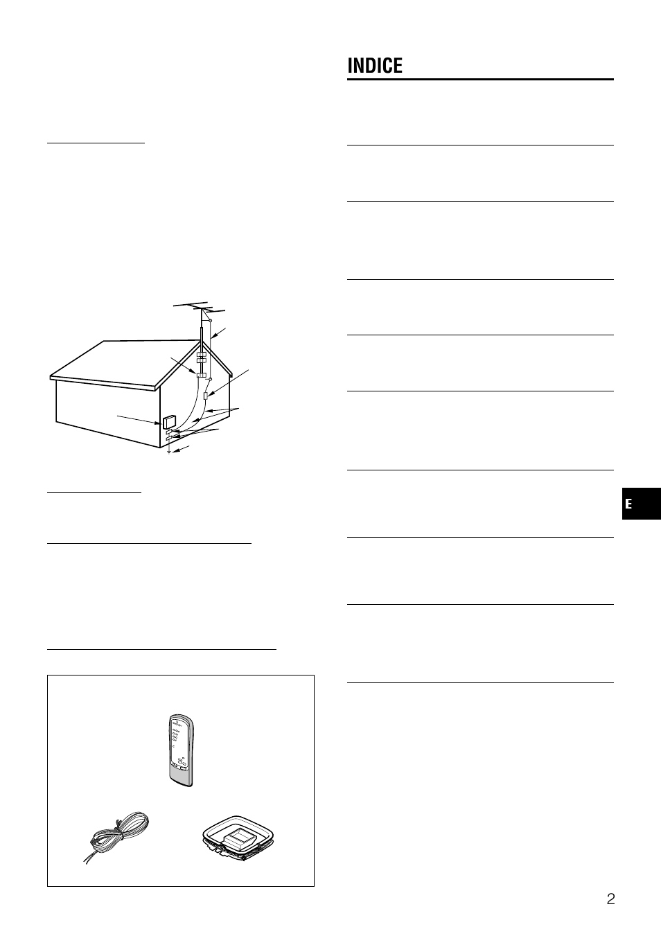 Indice, Antena exterior, Mantenimiento | Daños que requieren reparación | Aiwa AV-D77 User Manual | Page 34 / 80